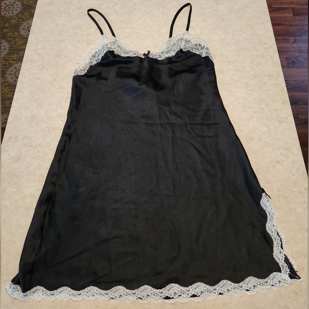 Victoria's Secret Black Chemise with White Lace